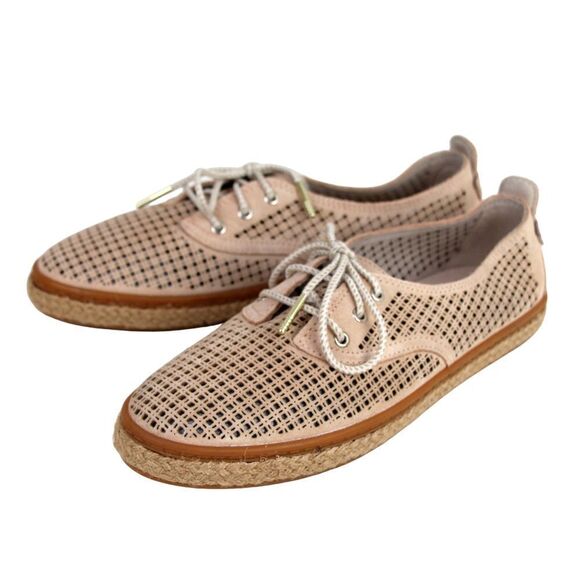 Cole Haan PERFORATED BEIGE GENUINE SUEDE LACE UP SNEAKERS COMFORT SHOES Size 7 - Picture 2 of 12